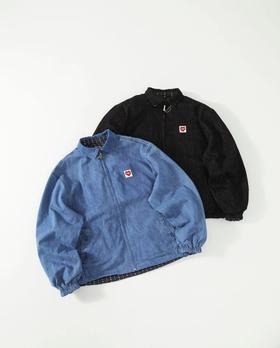 F032965水洗牛仔布心形LOGO标签双面穿工装夹克男女同款