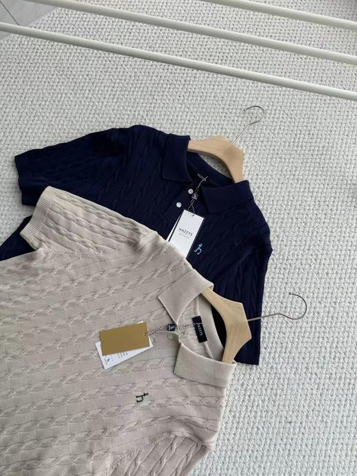 F032911男士绞花短袖POLO翻领针织衫夏季通勤老钱风休闲上衣 商品图1