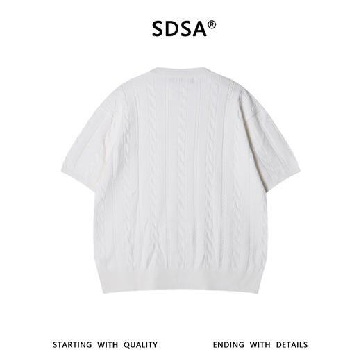 SDSA男装2026新款高贵轻奢老钱风纯色竖纹半纽扣设计短袖T恤百搭 商品图4