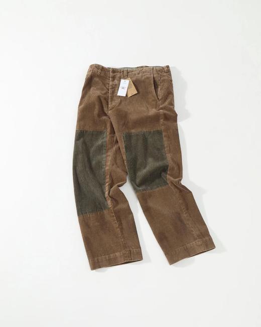 F032963耐磨补丁拼接直筒宽松剪裁棉质灯芯绒长裤 商品图1