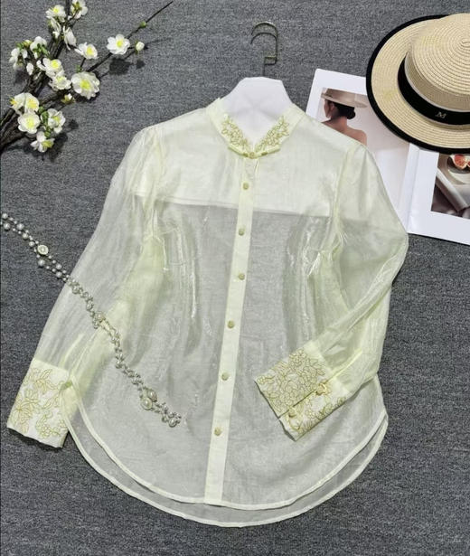 原单新款天丝重磅刺绣透视衬衫 商品图5