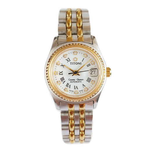 【9新】TITONI梅花726自动机械日期显示24MM（女款）宇宙系列精钢/镀金100326NJT19 商品图0