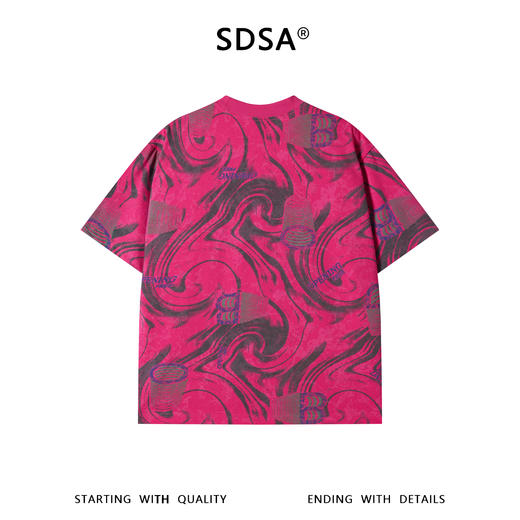 SDSA男装2026新款高贵轻奢美式水波纹字母圆领短袖T恤百搭上衣 商品图1