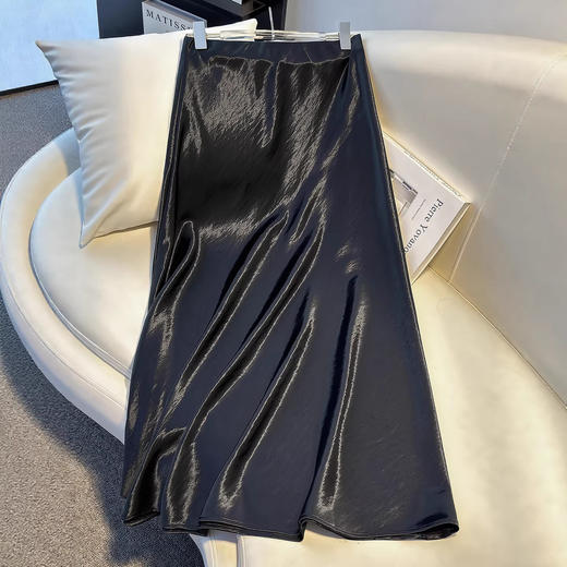 丁摩 醋酸缎面半身裙女春夏气质超好看的裙子垂感长款大摆伞裙6ZF-7108 商品图2