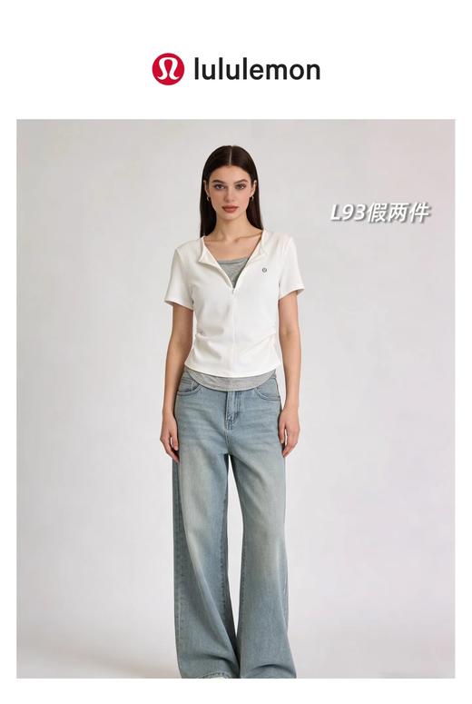 F032985一包2件装超重工半拉链假两件褶皱收腰女士短袖T恤 商品图13