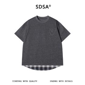 SDSA男装2026新款轻奢韩版爱心下摆拼接假两件短袖T恤百搭时尚潮