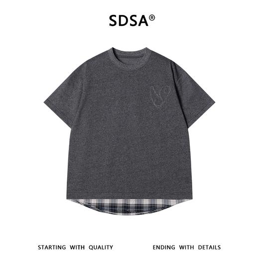 SDSA男装2026新款轻奢韩版爱心下摆拼接假两件短袖T恤百搭时尚潮 商品图0