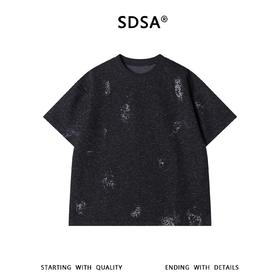 SDSA男装2026新款高贵轻奢潮牌雪花点斑驳破坏风短袖T恤百搭时尚