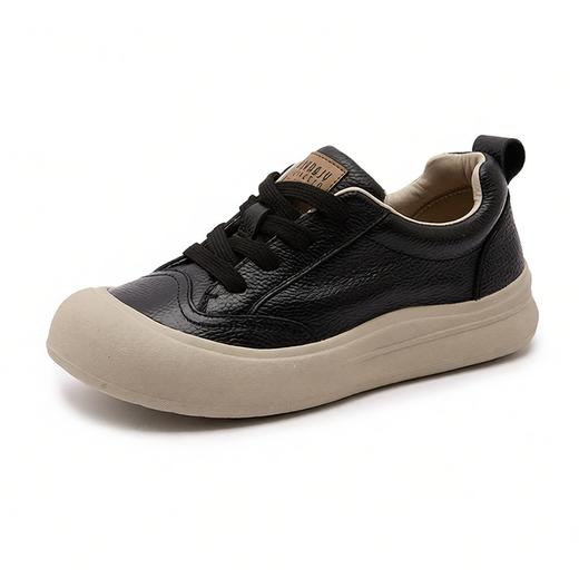 头层牛皮厚底真皮休闲鞋复古真皮系带妈妈鞋女拼色小白鞋单鞋58012 商品图4