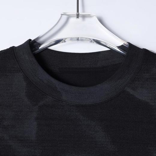 SDSA男装2026新款轻奢复古暗纹扎染袖口明线短袖T恤百搭圆领上衣 商品图1