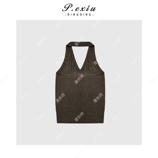 03-5潘依绣丁丁宠粉简约V领针织挂脖吊带Q38773 商品图1