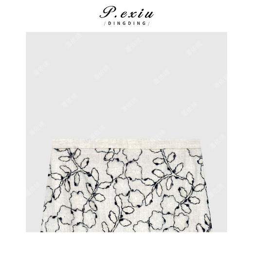 04-1潘依绣丁丁宠粉亚麻人丝小众设计肌理感勾花Z字显瘦半身裙 Q86954 商品图2