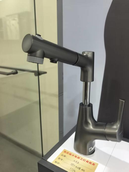 法恩莎卫浴 面盆抽拉龙头F1A8910CL-GGW 可升降 枪灰色 商品图1