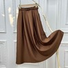 赫本佳人~高级感法式缎面丝羊毛大摆半身裙女显瘦腰带A字裙 商品缩略图4