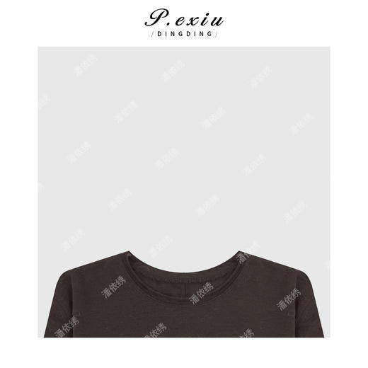 04-1潘依绣丁丁宠粉100绵羊毛 极简主义肌理感卷边长袖T恤 Q4463 商品图2