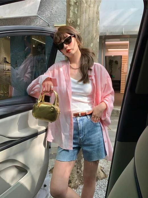 F032951高奢系列夏季新款苎麻女士温柔C位粉苎麻轻薄防晒衬衫 商品图3