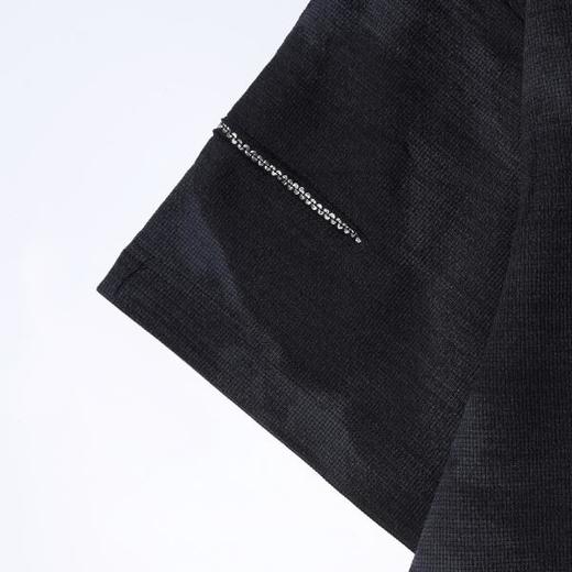 SDSA男装2026新款轻奢复古暗纹扎染袖口明线短袖T恤百搭圆领上衣 商品图2