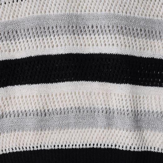 SDSA男装2026新款高贵轻奢简约撞色条纹镂空针织翻领短袖T恤百搭 商品图2