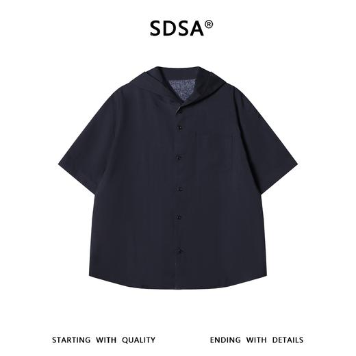 SDSA男装2026新款高贵轻奢潮牌双面可穿设计连帽短袖衬衫百搭时尚 商品图2