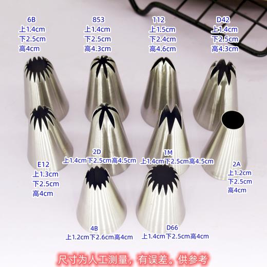 02不锈钢裱花嘴10件套 6齿8齿12齿14齿15齿18齿圆孔叶形曲奇裱花嘴 常用裱花嘴套装 商品图1