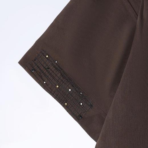 SDSA男装2026新款高贵轻奢简约网格钉珠拼接宽松短袖T恤百搭宽松 商品图2