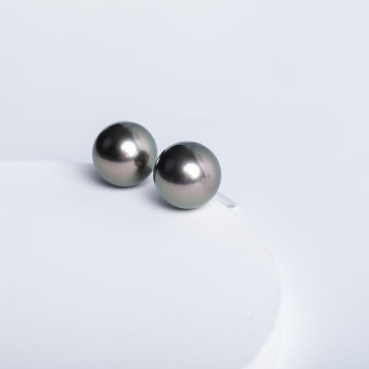⁶【大溪地黑珍珠】铂金针耳钉，8-12MM，编号ED119，出证书，48小时鉴赏期——SS06-CR-YMZZ【HOT】 商品图0