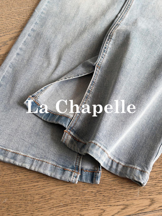 专柜实拍【莱赛尔混纺】拉夏贝尔/La Chapelle附腰带~高性价比！显瘦高腰单扣开叉别致设计感牛仔裤 商品图5