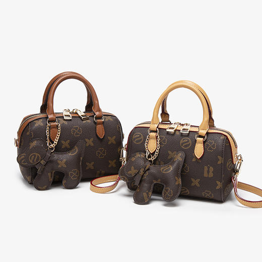 丁摩 波士顿枕头包女复古印花老花手提包单肩斜挎小包6ZF-253579 商品图1