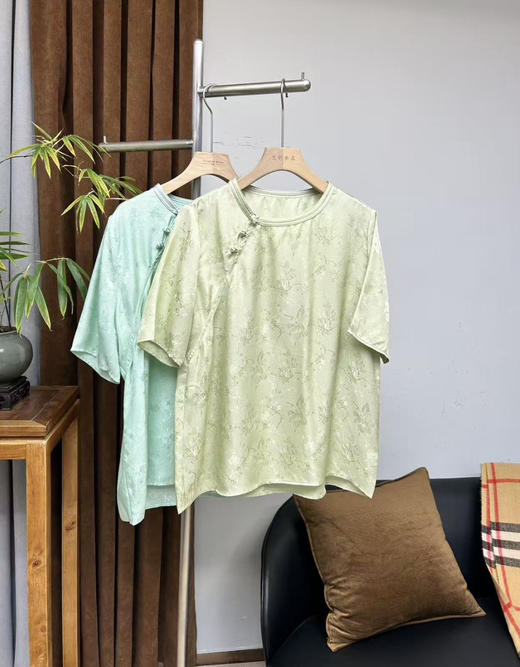 原单新款花萝重磅真丝短袖 商品图4