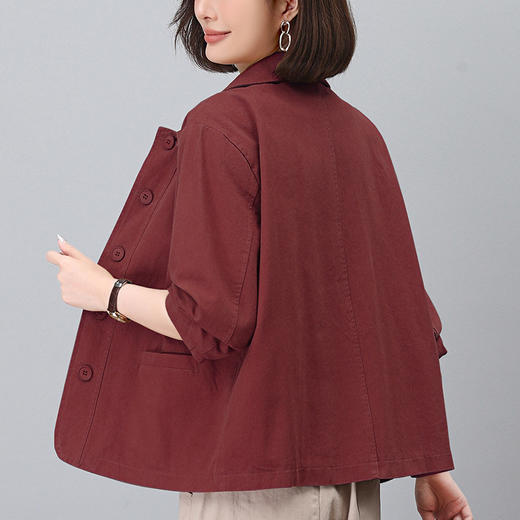 丁摩 春秋外套女新款时尚显瘦短款休闲减龄翻领上衣6ZF-1669 商品图0