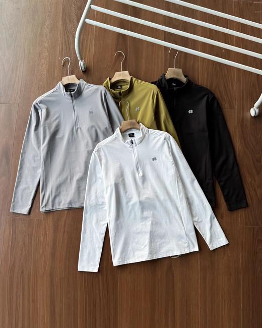 F032925四色户外小立领半拉链男士运动速干长袖上衣 商品图1