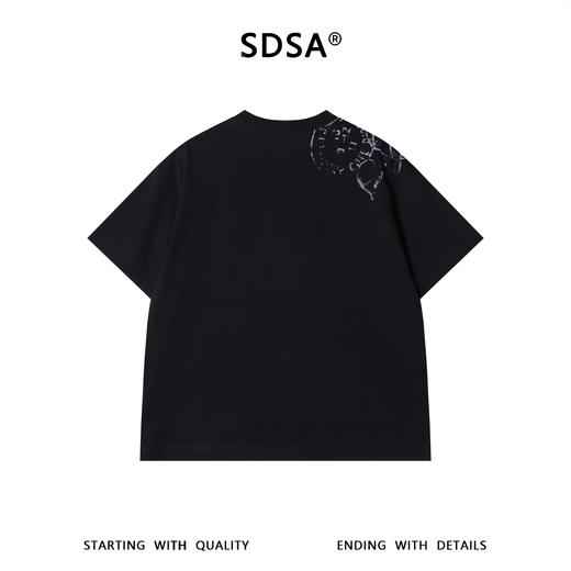 SDSA男装2026新款高贵轻奢简约时尚撞色邮票印花圆领短袖T恤百搭 商品图4