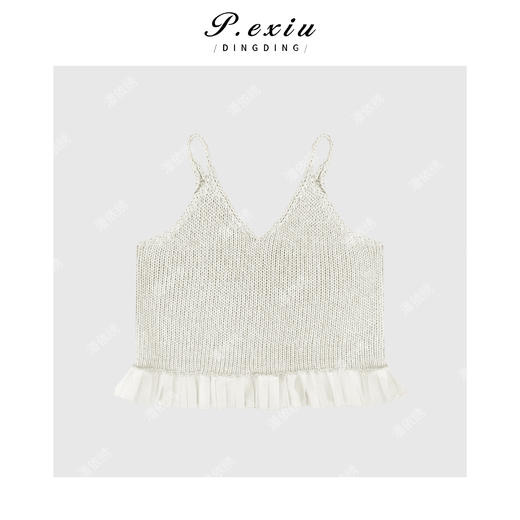 03-5潘依绣丁丁宠粉法式拼接花边针织吊带Q39873 商品图1