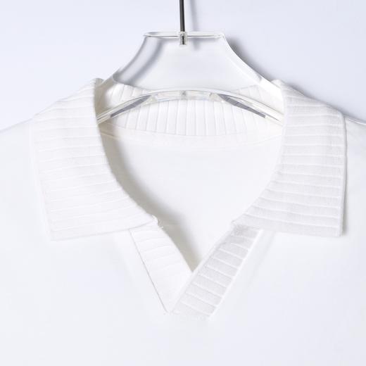 SDSA男装2026新款高贵轻奢老钱风纯色拼接翻领短袖T恤百搭休闲 商品图1