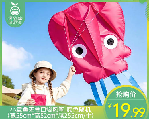 【快递到家】小章鱼无骨口袋风筝-颜色随机（宽55cm*高52cm*尾255cm/个） 商品图0