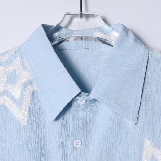 SDSA男装2026新款高贵轻奢潮牌简约撞色刺绣星星短袖衬衫百搭休闲 商品图1