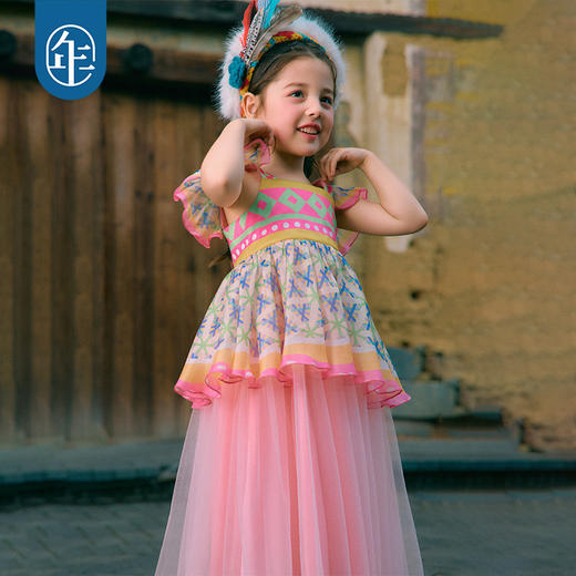 年衣童装儿童连衣裙2026年新款夏装民族风小飞袖中大童演出服长裙 商品图2