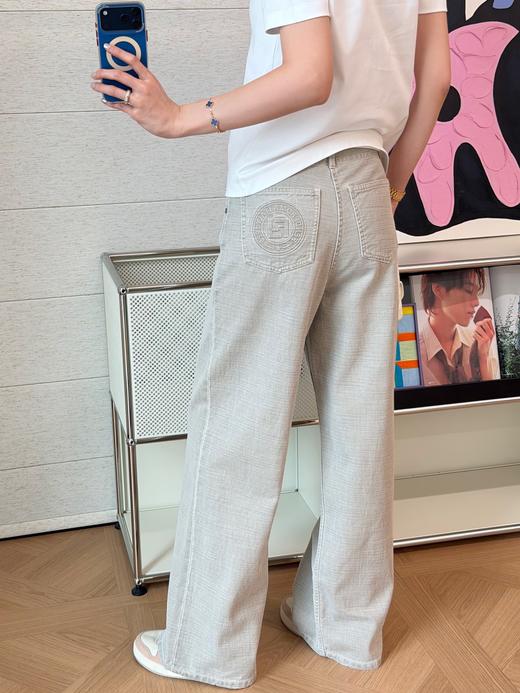 芬迪 新款重工裸灰色牛仔裤 商品图1