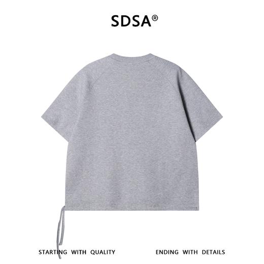 SDSA男装2026新款高贵轻奢纯色侧摆抽绳刺绣字母圆领短袖T恤百搭 商品图4
