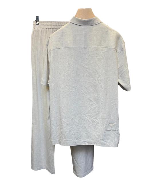 男款拉链短袖衬衫抽绳长裤套装zh020 商品图1