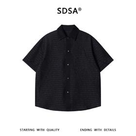 SDSA男装2026新款高贵轻奢时尚提花条纹翻领短袖衬衫百搭宽松上衣