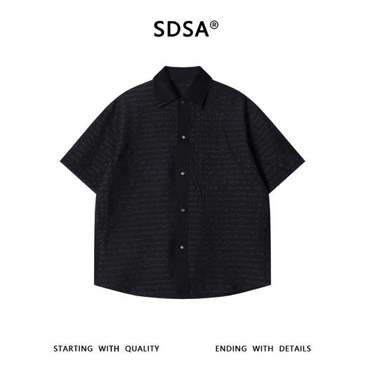 SDSA男装2026新款高贵轻奢时尚提花条纹翻领短袖衬衫百搭宽松上衣 商品图0
