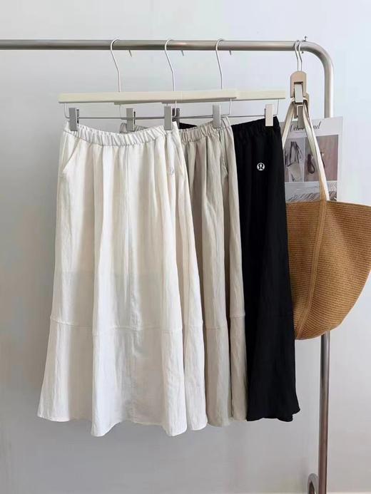 F032978拼接式剪裁柔软亲肤天丝亚麻半身裙中长裙 商品图0