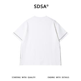 SDSA男装2026新款高贵轻奢竖纹肌理撞色明线宽松短袖T恤百搭休闲