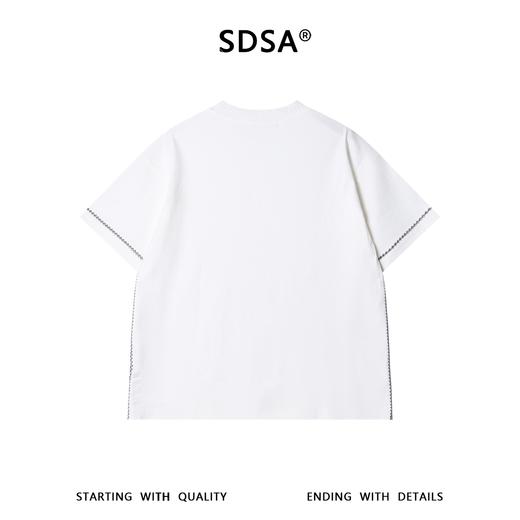 SDSA男装2026新款高贵轻奢竖纹肌理撞色明线宽松短袖T恤百搭休闲 商品图0