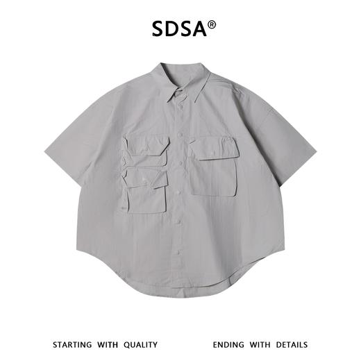 SDSA男装2026新款高贵轻奢复古工装立体多口袋弧形下摆短袖衬衫 商品图0