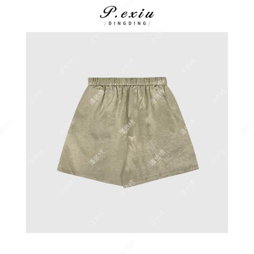 03-5潘依绣丁丁宠粉气质光泽感皱感松紧腰抽绳短裤Q2108 商品图1