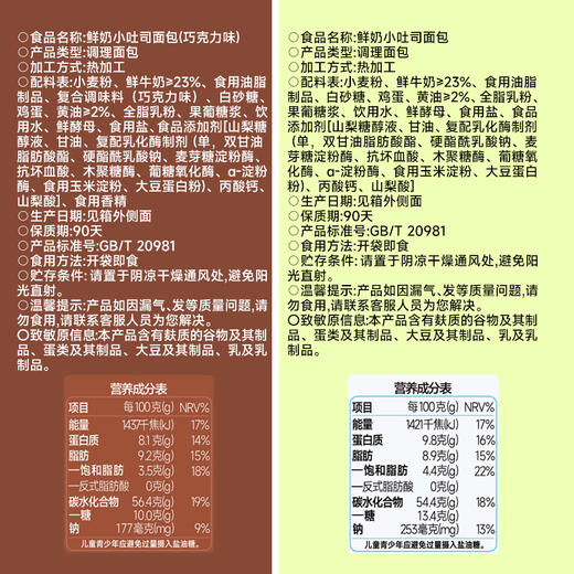 面包新语 鲜奶小吐司（原味/巧克力） 商品图5