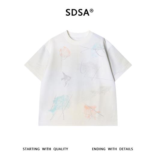 SDSA男装2026新款高贵轻奢简约涂鸦印花设计圆领短袖T恤百搭时尚 商品图1