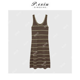04-1潘依绣丁丁宠粉撞色条纹针织背心连衣裙Q14831